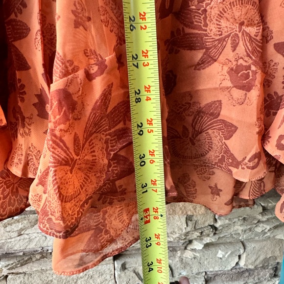 Ideology Ruffled Bohemian Style Brown and Orange Cairo Long Skirt - Picture 9 of 9